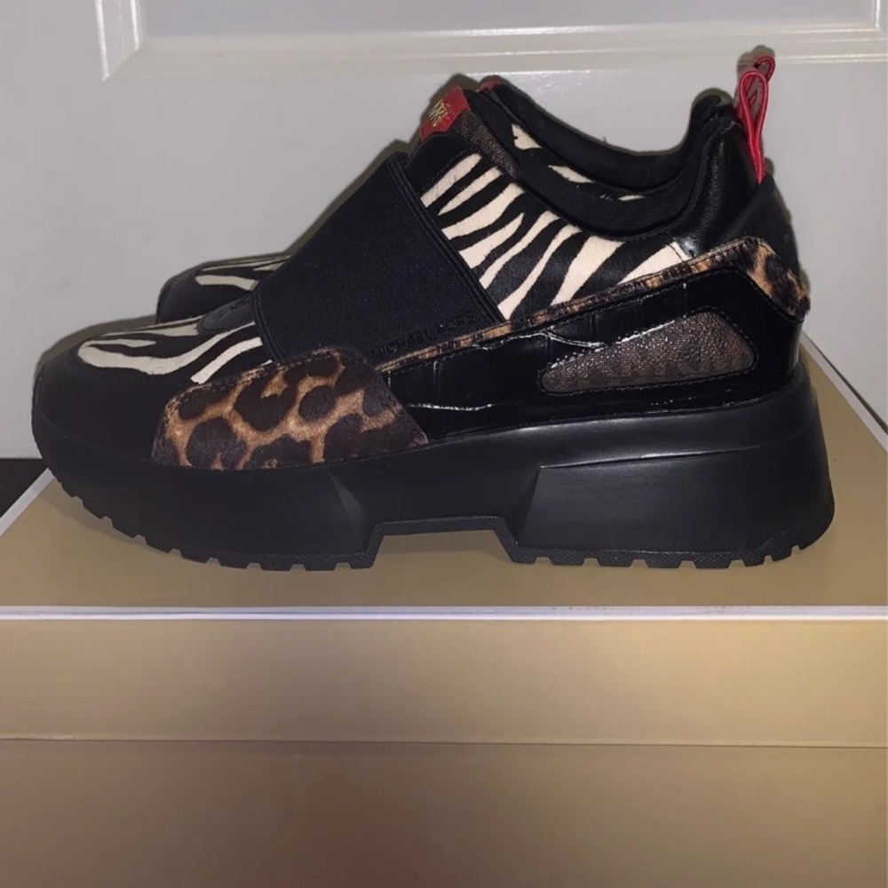 Michael KORS Cosmo Calf Hair Mixed Sneakers New Women’s Size 5 - Picture 5 of 7